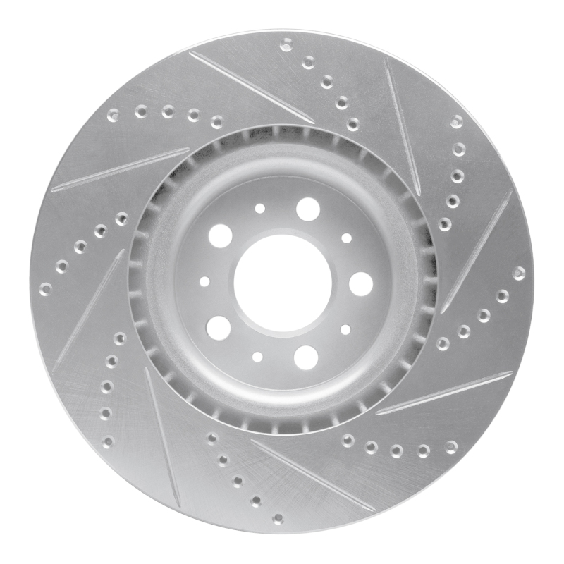 Volvo V70 Brake Rotor (1) - Front Left - R1 Concepts - Drilled & Slotted - Silver - `04-`07